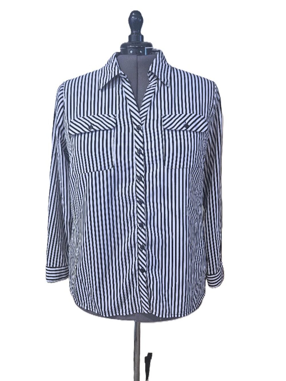 Serengeti Fashion Black & White Stripe Shirt 2X
